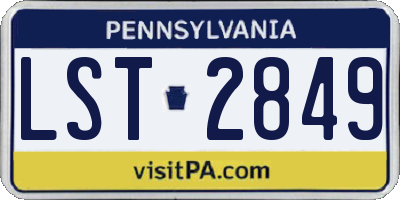 PA license plate LST2849