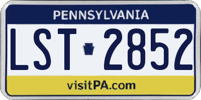 PA license plate LST2852