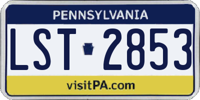 PA license plate LST2853