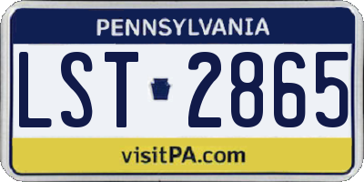PA license plate LST2865