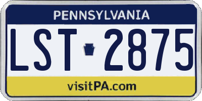 PA license plate LST2875