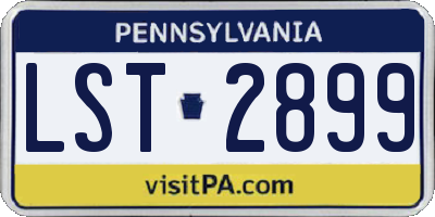 PA license plate LST2899