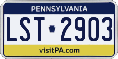 PA license plate LST2903