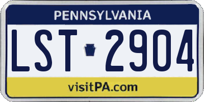 PA license plate LST2904