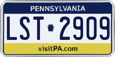 PA license plate LST2909