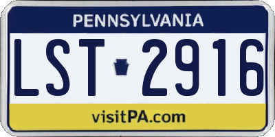 PA license plate LST2916