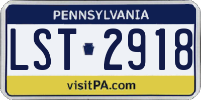 PA license plate LST2918