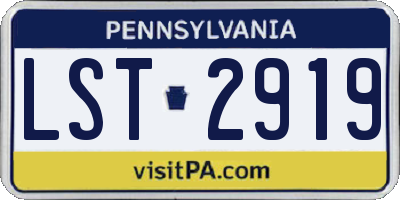 PA license plate LST2919