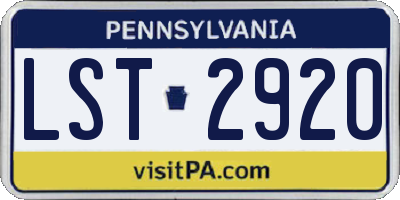 PA license plate LST2920