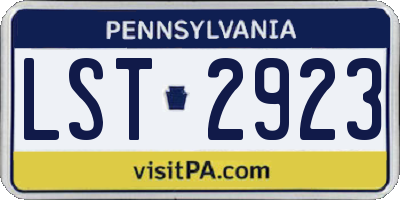 PA license plate LST2923