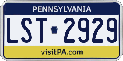 PA license plate LST2929