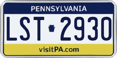 PA license plate LST2930