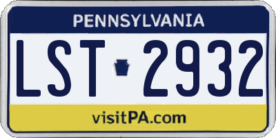 PA license plate LST2932