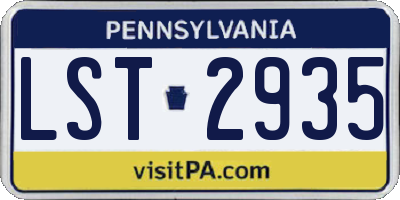 PA license plate LST2935