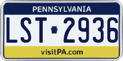 PA license plate LST2936
