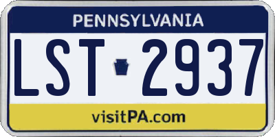 PA license plate LST2937