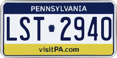 PA license plate LST2940