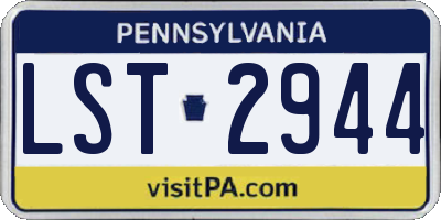 PA license plate LST2944