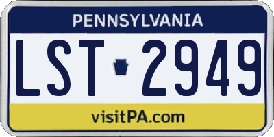 PA license plate LST2949