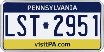 PA license plate LST2951