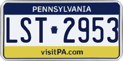 PA license plate LST2953