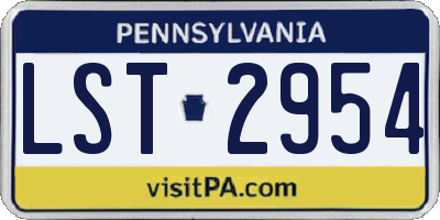 PA license plate LST2954