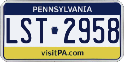PA license plate LST2958