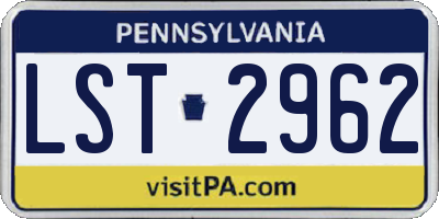 PA license plate LST2962