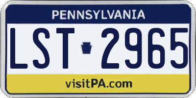 PA license plate LST2965