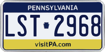 PA license plate LST2968