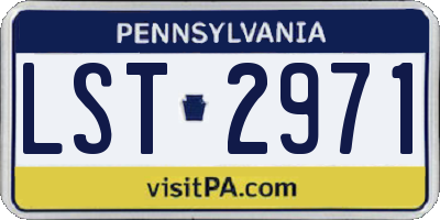 PA license plate LST2971