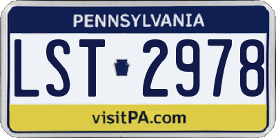 PA license plate LST2978