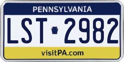 PA license plate LST2982