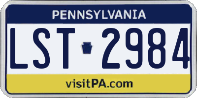 PA license plate LST2984
