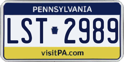 PA license plate LST2989