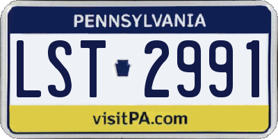 PA license plate LST2991
