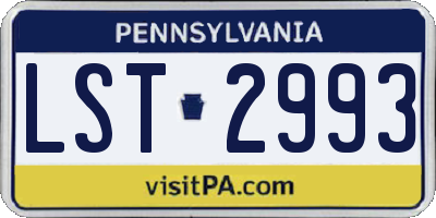 PA license plate LST2993