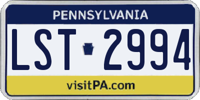 PA license plate LST2994