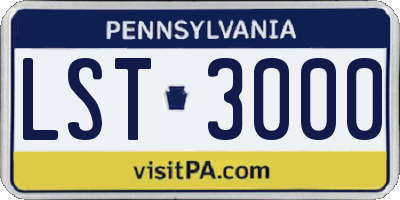 PA license plate LST3000