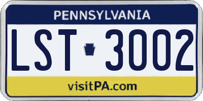 PA license plate LST3002
