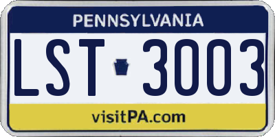 PA license plate LST3003