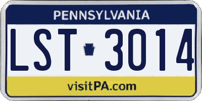 PA license plate LST3014