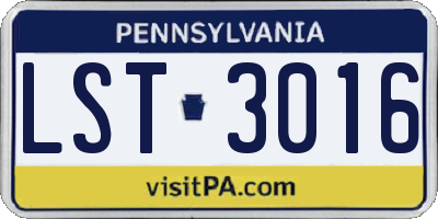 PA license plate LST3016