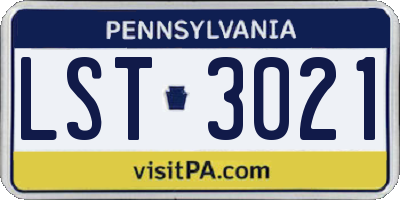 PA license plate LST3021