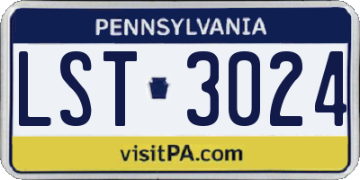 PA license plate LST3024