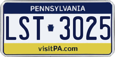 PA license plate LST3025