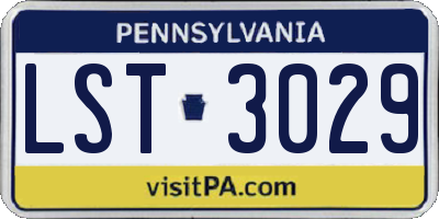 PA license plate LST3029