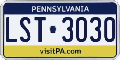 PA license plate LST3030