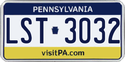 PA license plate LST3032