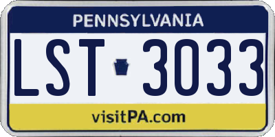PA license plate LST3033